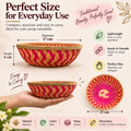 Handwoven Bamboo Pooja Basket, Flower & Prasad Offering Bowl for Temple, Home Mandir Puja, Festivals, Ideal as Housewarming, festival & Pooja Gift, 2 Pieces (small+Large)