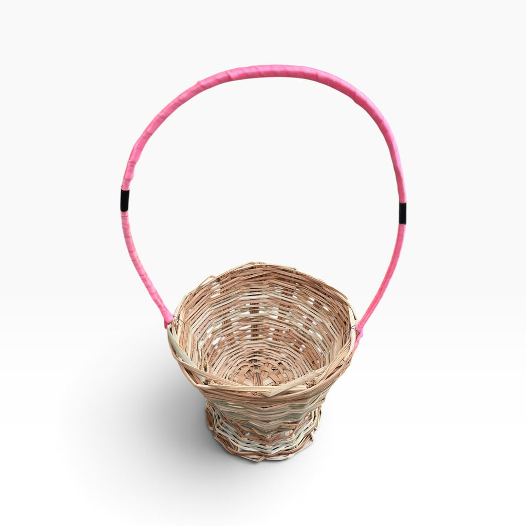 Handwoven Natural Cane and Rattan Hanging Basket for Temple & Pooja Use, Multipurpose Flower & Plant Holder for Home, Mandir, Balcony