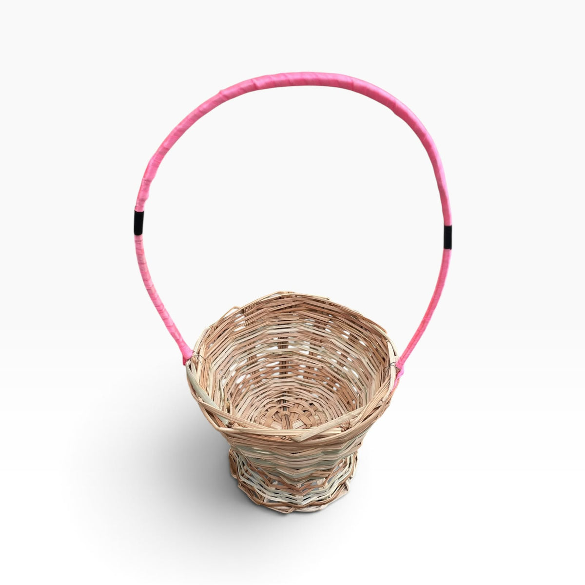 Handwoven Natural Cane and Rattan Hanging Basket for Temple & Pooja Use, Multipurpose Flower & Plant Holder for Home, Mandir, Balcony