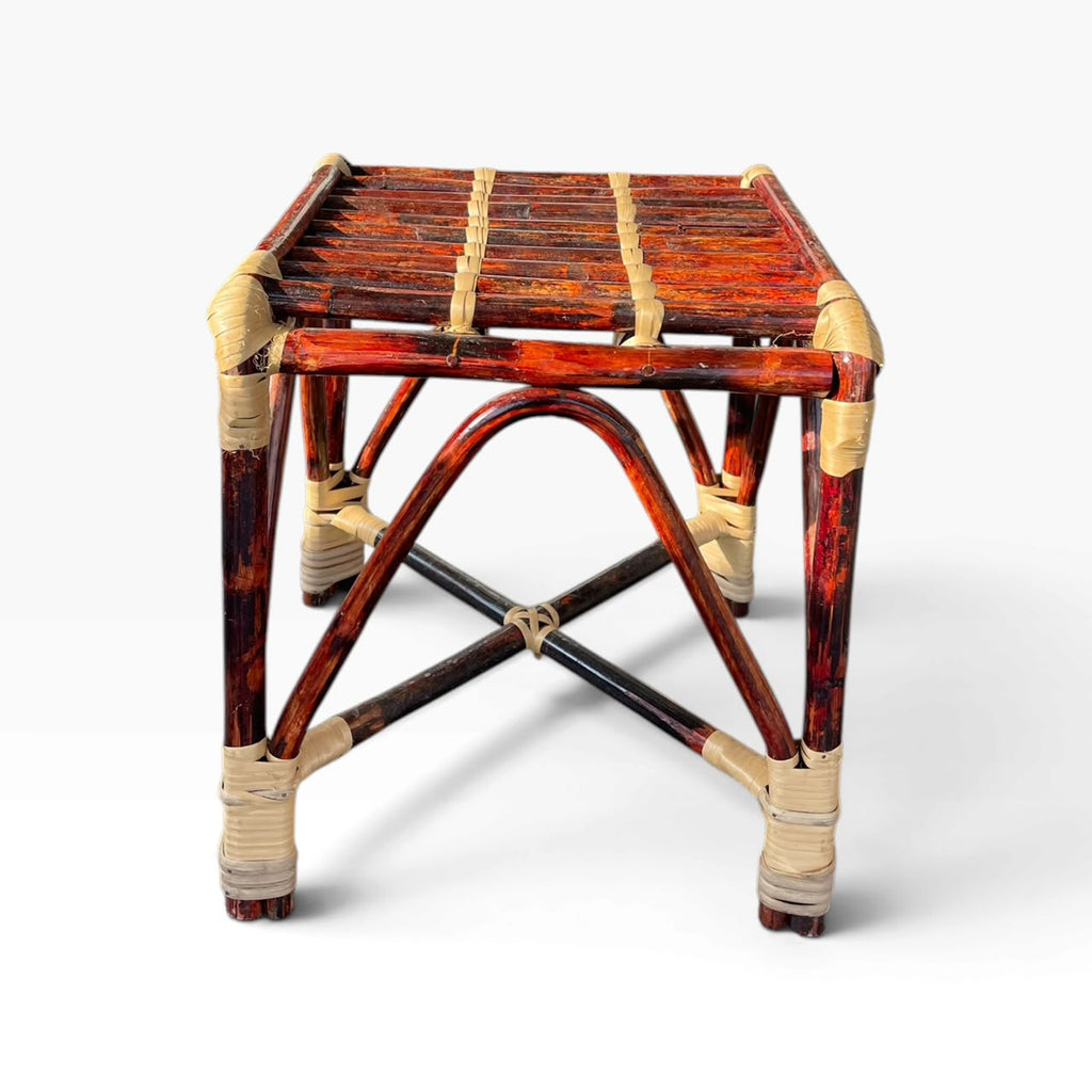 Premium Cane/Rattan Stool Cum Side Table, Handmade Square Shape Long-Lasting Natural Wicker, Multipurpose Table for Living Room, Bedroom, Balcony - Ideal as Housewarming & Wedding Gift (Medium)