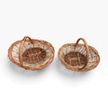 Handmade Boat Shaped Cane Basket with Wrapped Handle
