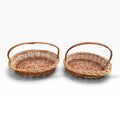 Handmade Oval Shaped Cane Basket with Wrapped Handle