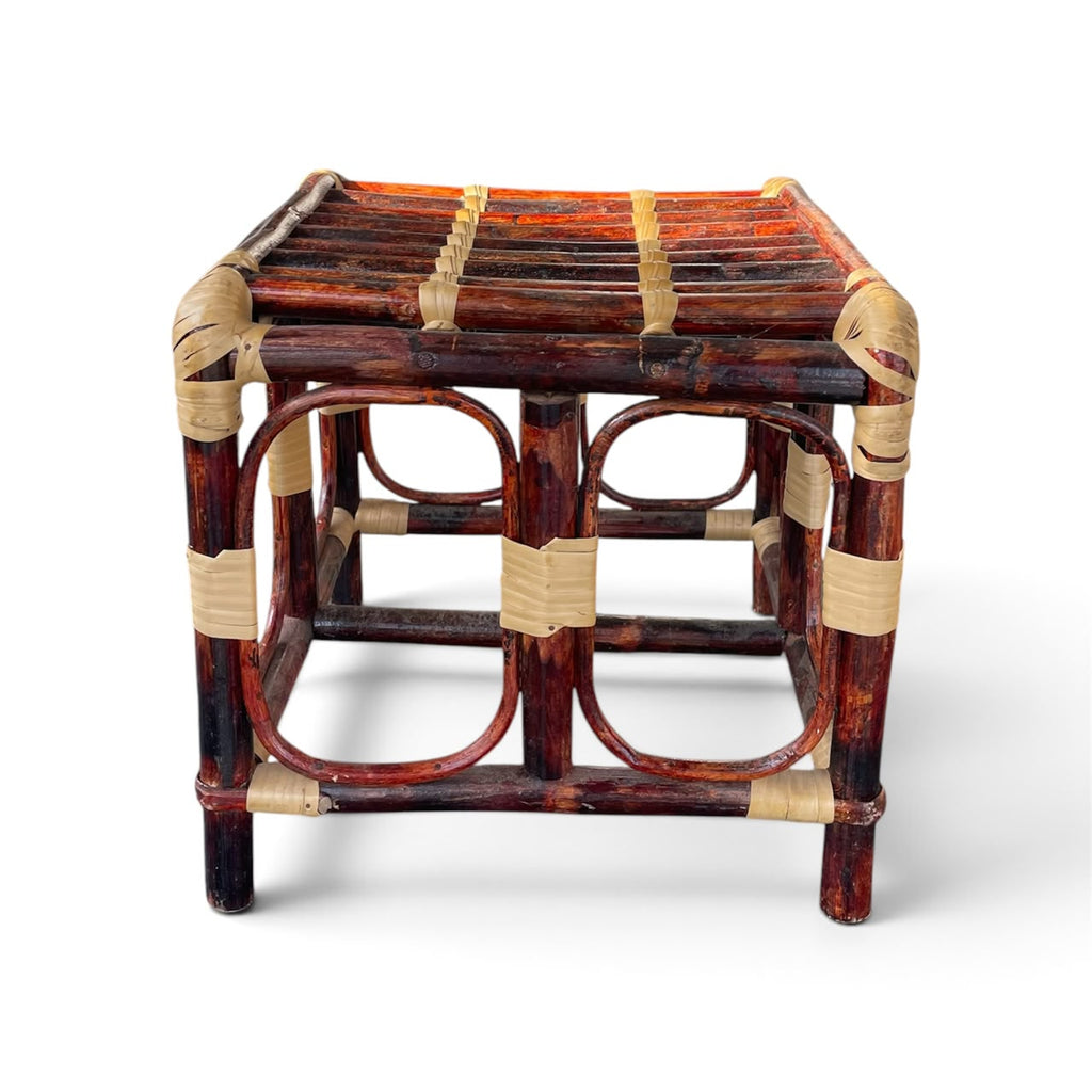 Premium Cane/Rattan Stool Cum Side Table, Handmade Square Shape Long-Lasting Natural Wicker, Multipurpose Table for Living Room, Bedroom, Balcony - Ideal as Housewarming & Wedding Gift (Small)