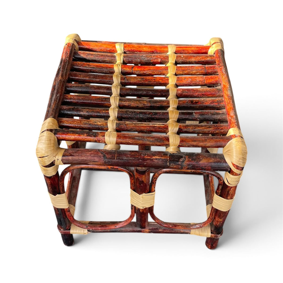 Premium Cane/Rattan Stool Cum Side Table, Handmade Square Shape Long-Lasting Natural Wicker, Multipurpose Table for Living Room, Bedroom, Balcony - Ideal as Housewarming & Wedding Gift (Small)