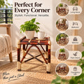 Premium Cane/Rattan Stool Cum Side Table, Handmade Square Shape Long-Lasting Natural Wicker, Multipurpose Table for Living Room, Bedroom, Balcony - Ideal as Housewarming & Wedding Gift (Medium)